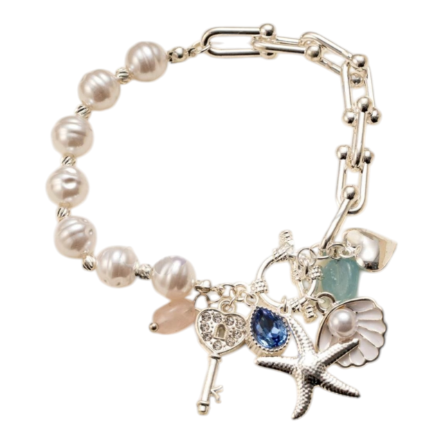 PULSERA ACERO BLANCO COMBINADA PERLA MULTIDIJES 