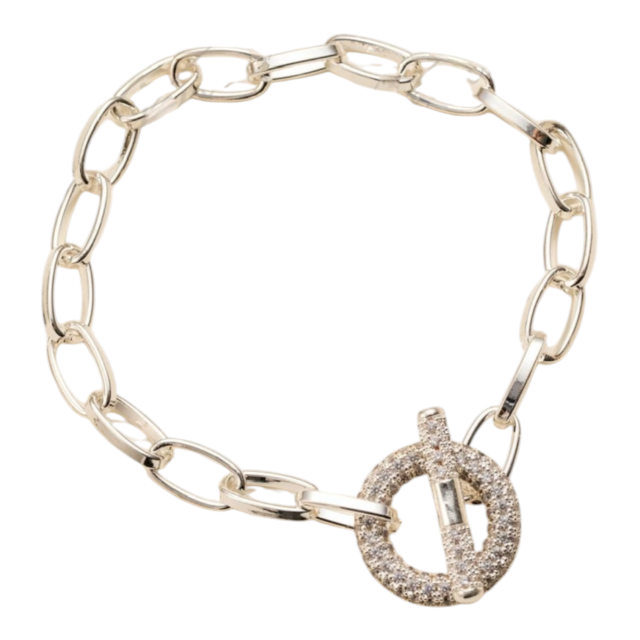 PULSERA ACERO BLANCO ESLABONES CIERRE MICROPAVE