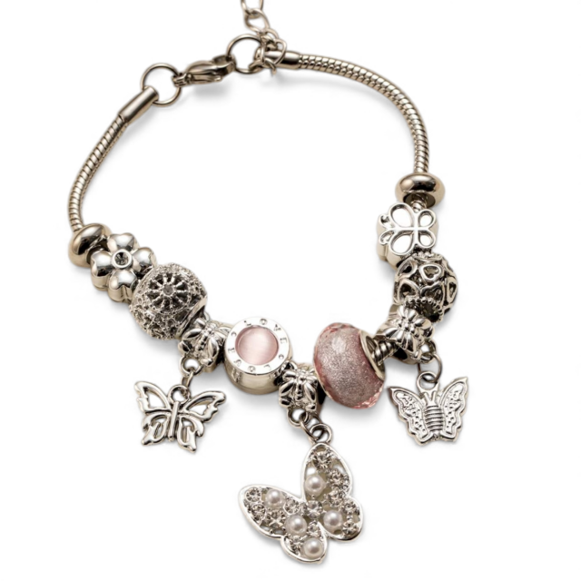 PULSERA ACERO CHARMS MARIPOSAS