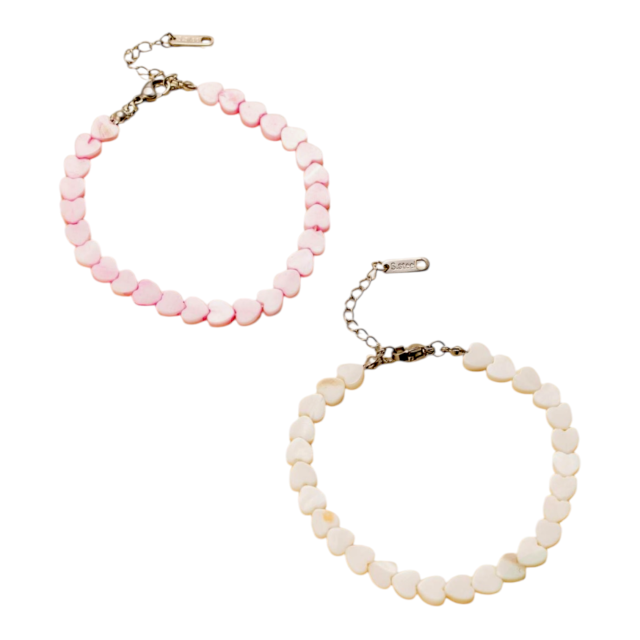 PULSERA ACERO CORAZONES NACAR