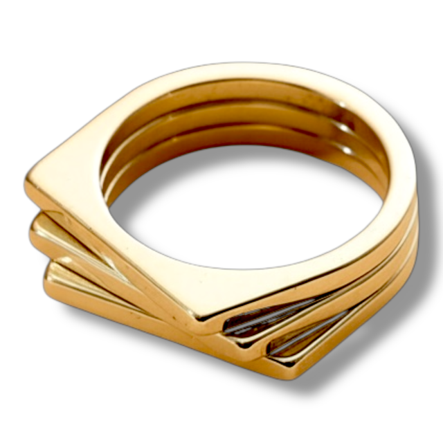 ANILLO ACERO DORADO DISEÑO TRIPLE 