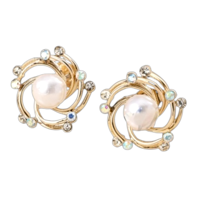 ARO ACERO DORADO PASANTE PERLA DISEÑO STRASS