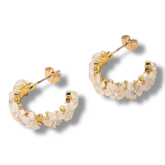 ARO ACERO DORADO PASANTE ARGOLLA CON FLORES