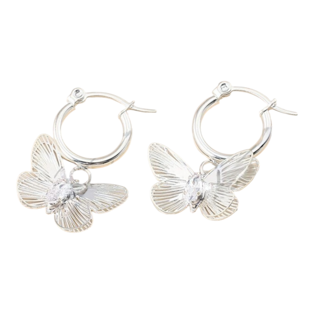 ARO ACERO BLANCO ARGOLLA DIJE MARIPOSA