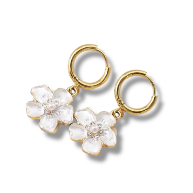 ARO ACERO DORADO ARGOLLA CLIP DIJE FLOR