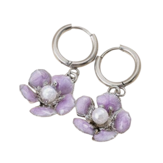 ARO ACERO ARGOLLA CLIP DIJE FLOR