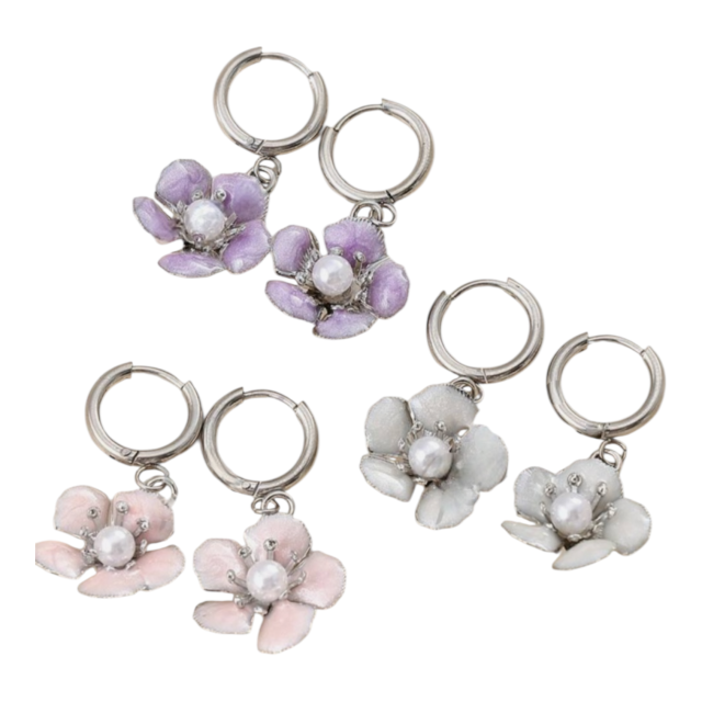 ARO ACERO ARGOLLA CLIP DIJE FLOR