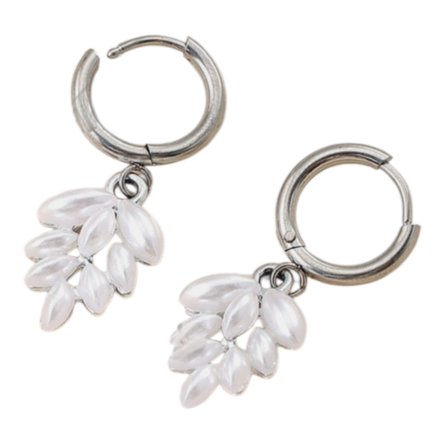 ARO ACERO ARGOLLA CLIP DIJE HOJA