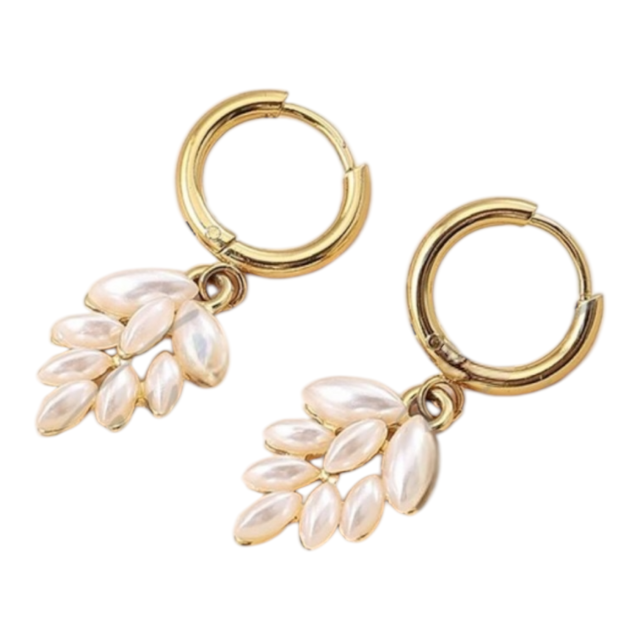 ARO ACERO DORADO ARGOLLA CLIP DIJE HOJA