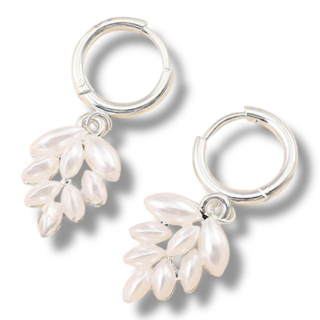 ARO ACERO BLANCO ARGOLLA CLIP DIJE HOJA