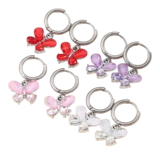 ARO ACERO ARGOLLA CLIP DIJE MARIPOSA 