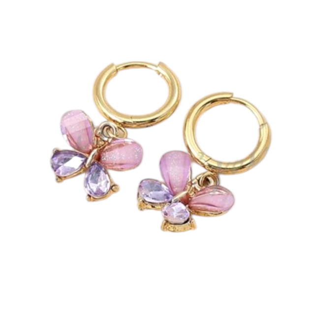 ARO ACERO DORADO ARGOLLA CLIP DIJE MARIPOSA