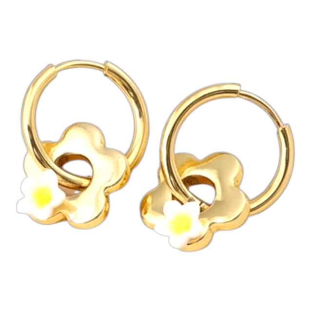 ARO ACERO DORADO ARGOLLA CLIP DIJE FLOR MARGARITA 