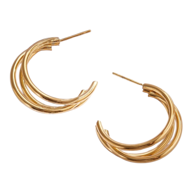 ARO ACERO DORADO TRIPLE ARGOLLA 