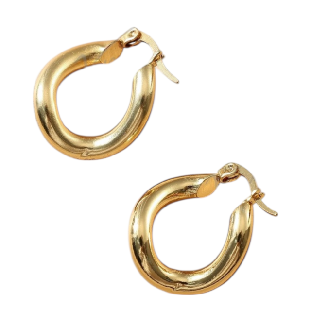 ARO ACERO DORADO ARGOLLA DOBLADA