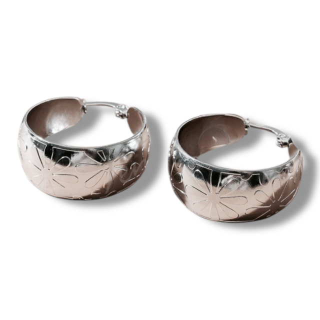 ARO ACERO ARGOLLA LABRADA FLOR