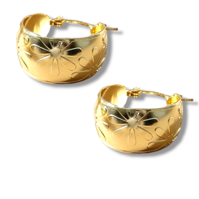 ARO ACERO DORADO ARGOLLA LABRADA FLORES