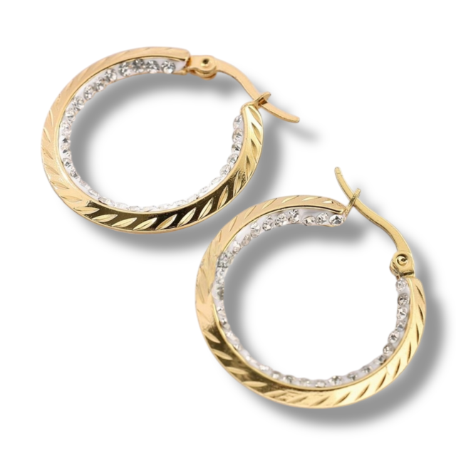 ARO ACERO DORADO ARGOLLA STRASS INTERNO