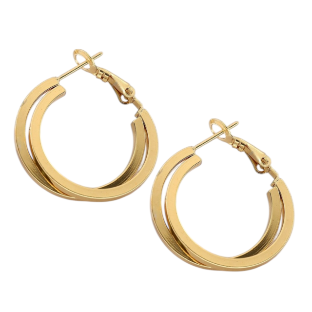 ARO ACERO DORADO ARGOLLA DOBLE PASANTE FIJO