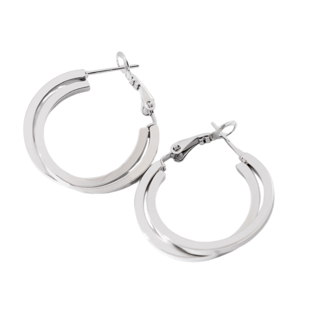 ARO ACERO BLANCO ARGOLLA DOBLE PASANTE FIJO