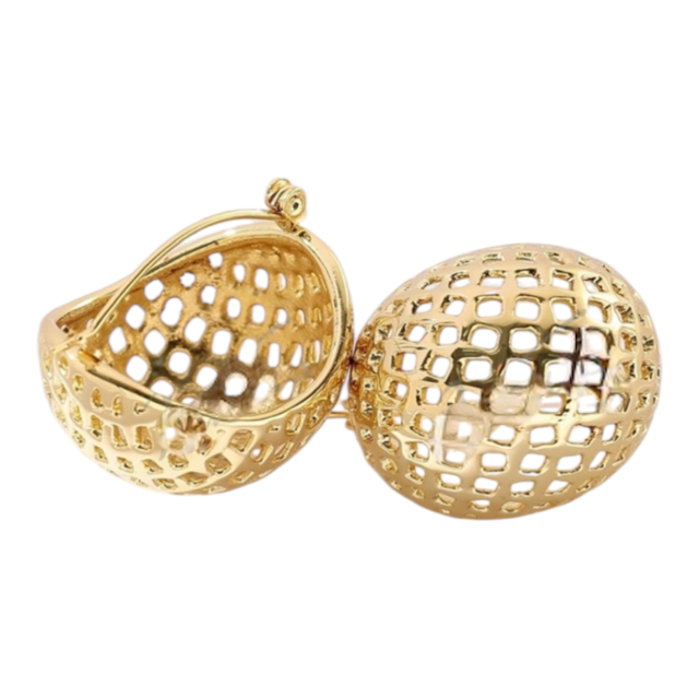 ARO ACERO DORADO ARGOLLA GRUESA CALADA