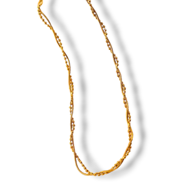 COLLAR ACERO DORADO DOBLE ENTRELAZADO 
