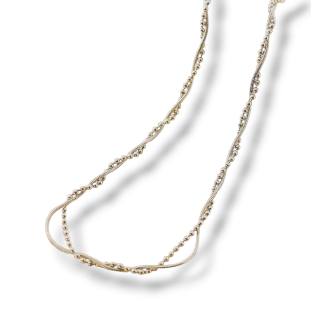 COLLAR ACERO BLANCO DOBLE ENTRELAZADO 