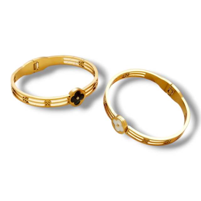 ESCLAVA ACERO DORADO TRÉBOL VC