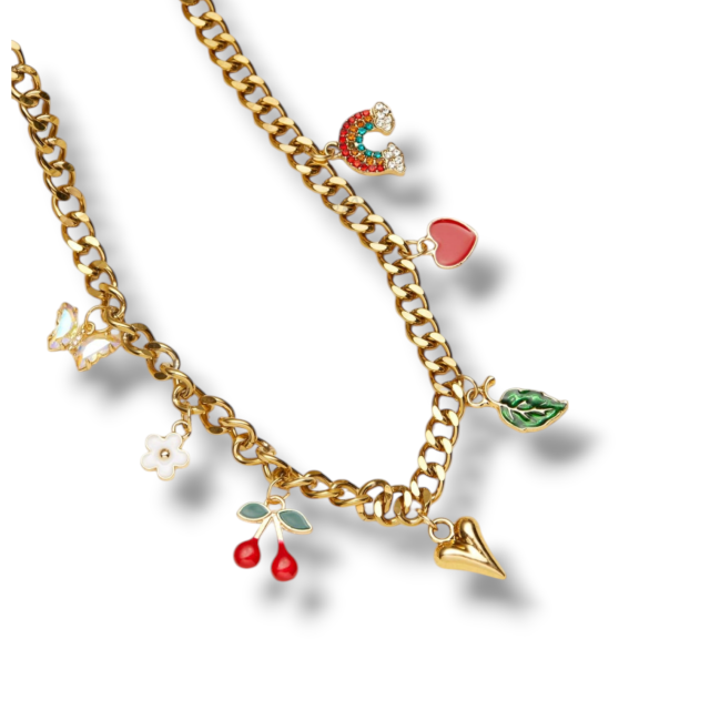 COLLAR ACERO DORADO CADENA GRUESA MULTIDIJES