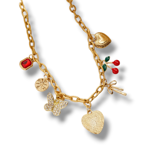 COLLAR ACERO DORADO CADENA ESLABONES MULTIDIJES