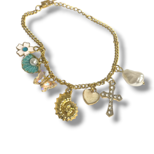 PULSERA ACERO DORADO MULTIDIJES 