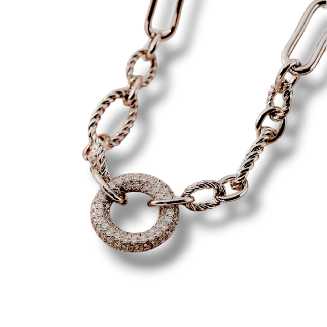 COLLAR ACERP CON DIJE CÍRCULO MICROPAVE