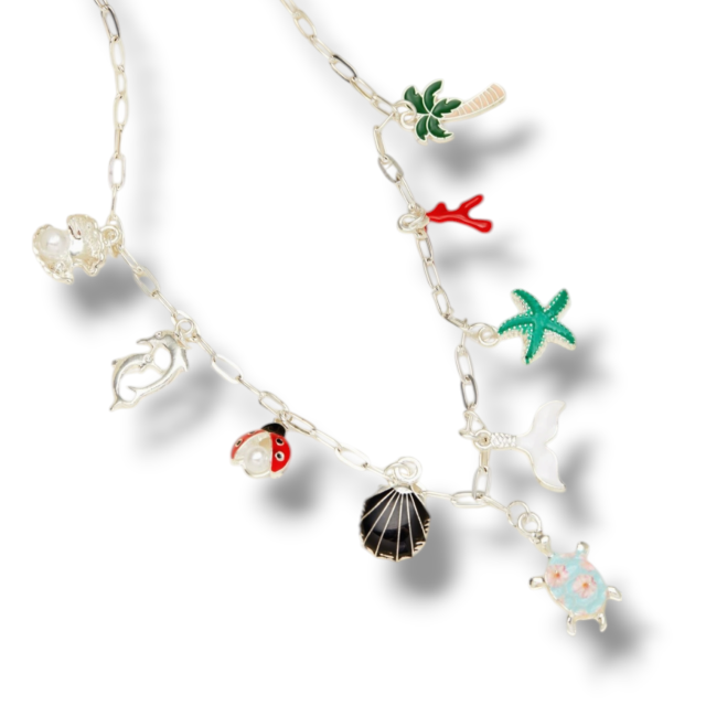 COLLAR ACERO BLANCO MULTIDIJES ESMALTADO MARINO