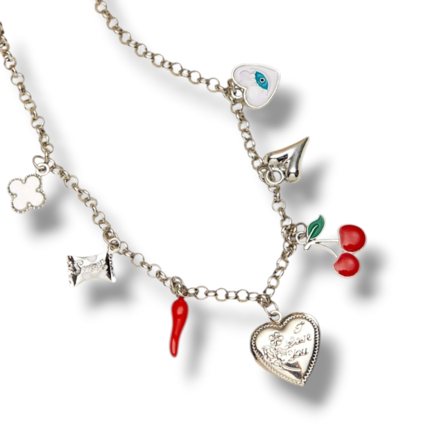 COLLAR ACERO MULTIDIJES CORAZÓN RELICARIO 