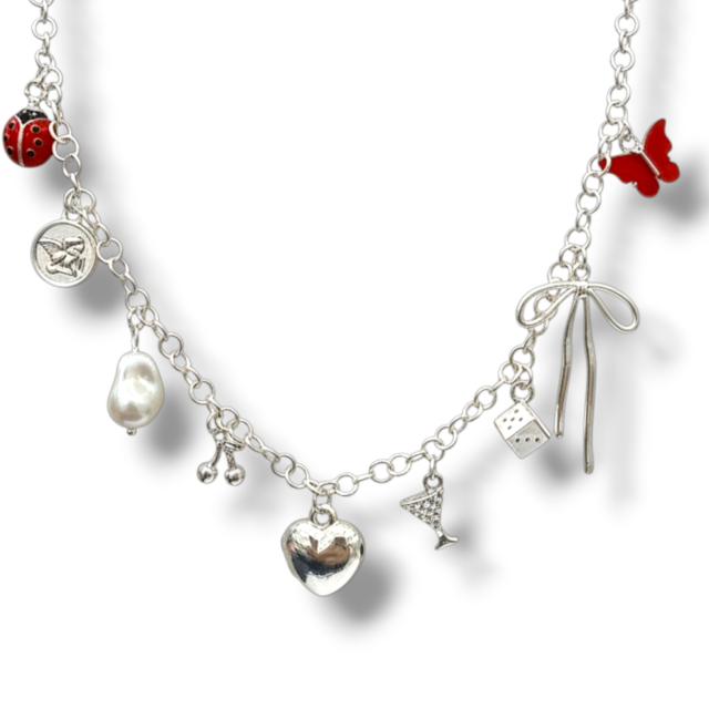 COLLAR ACERO BLANCO MULTIDIJES CORAZÓN INFLADO