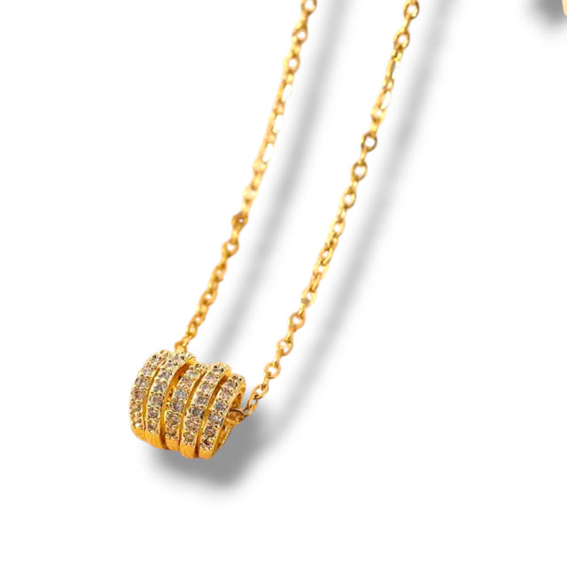 COLLAR ACERO DORADO DIJE DONNA MICROPAVE 