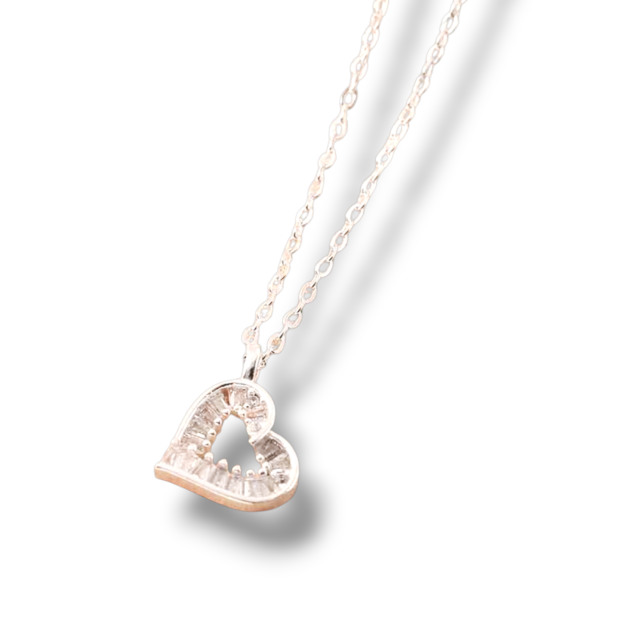 COLLAR ACERO BLANCO CORAZÓN CALADO MICROPAVE 