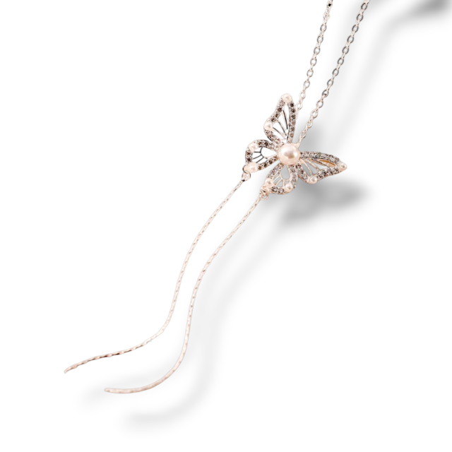 COLLAR ACERO BLANCO MARIPOSA LARGA MICROPAVE