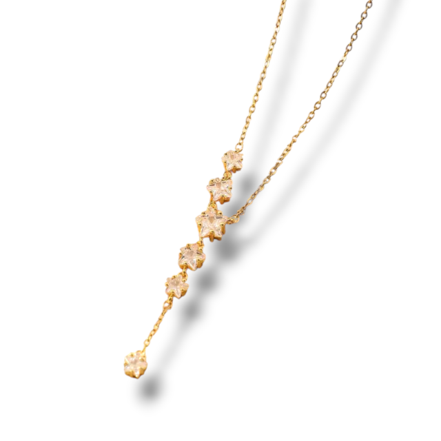COLLAR ACERO DORADO ESTRELLAS CUBIC