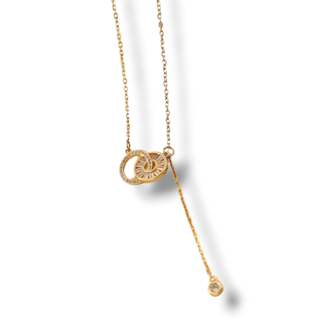 COLLAR ACERO DORADO CÍRCULO DE LA KARMA MICROPAVE