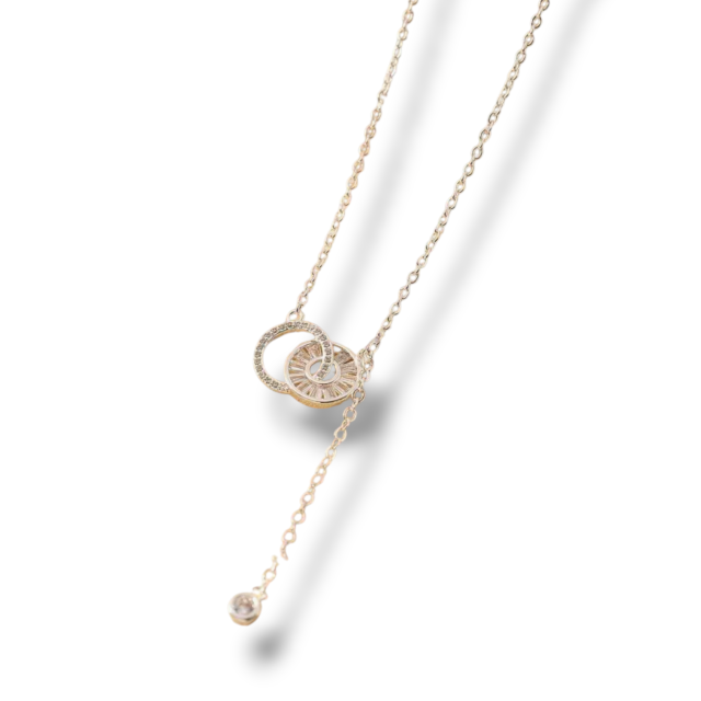 COLLAR ACERO BLANCO CÍRCULO DE LA KARMA MICROPAVE 