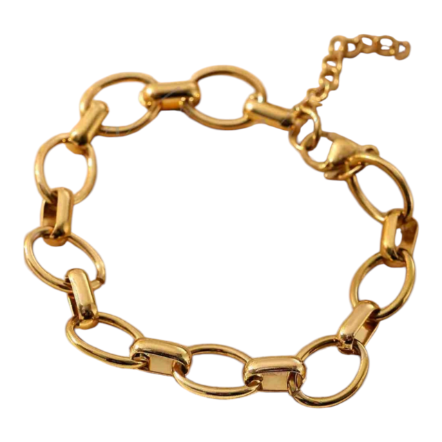 PULSERA ACERO DORADO ESLABONES REDONDOS