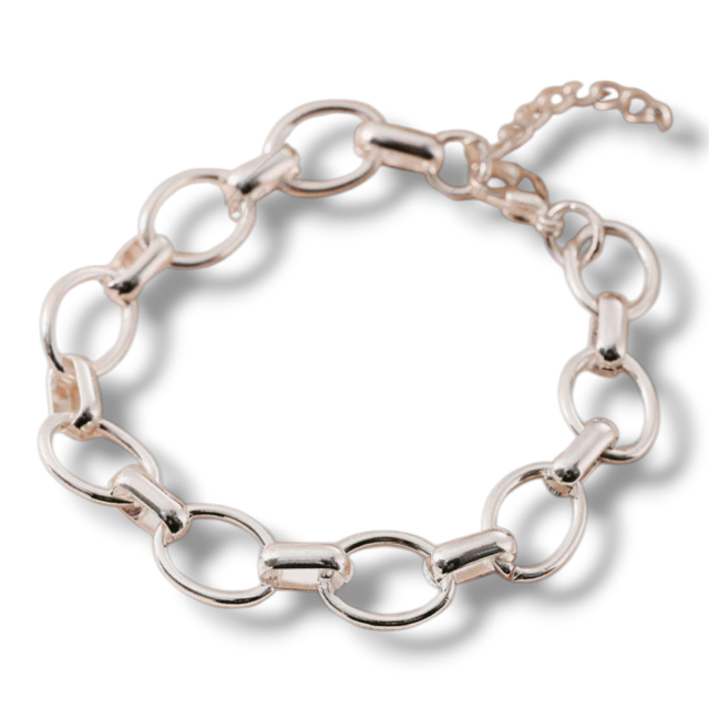 PULSERA ACERO BLANCO ESLABONES REDONDOS