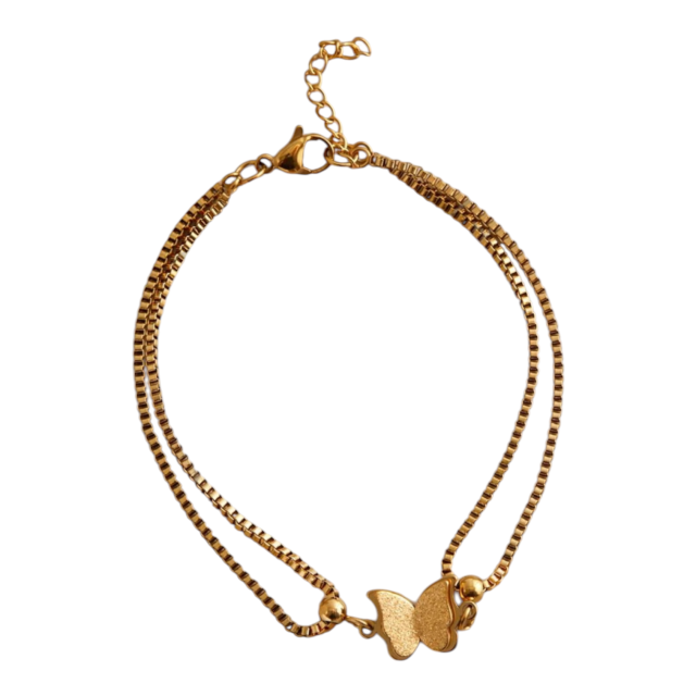 PULSERA ACERO DOBLE MARIPOSA
