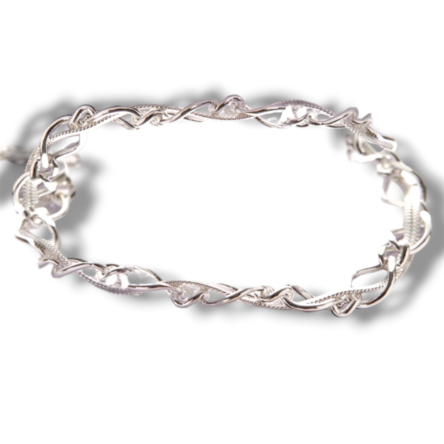PULSERA ACERO BLANCO DOBLE ENTRELAZADA 