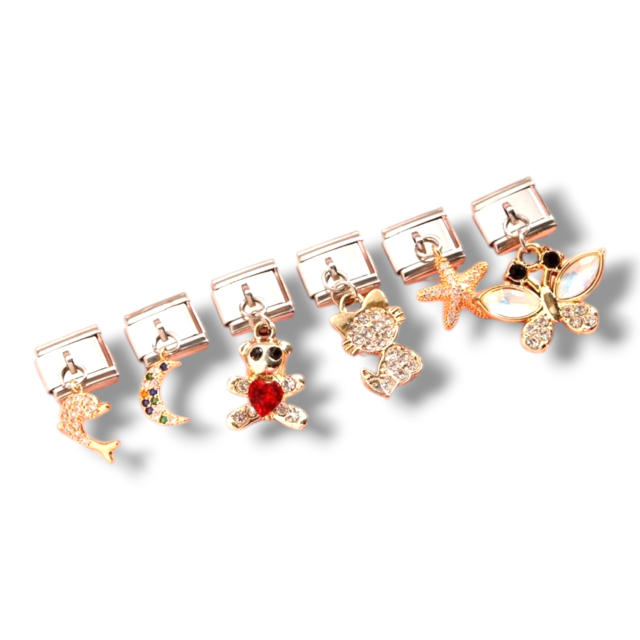 DIJES ACERO COLGANTES DORADO PARA PULSERAS ITALIANAS CON STRASS