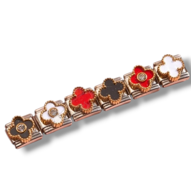 DIJES ACERO BASE DORADO PARA PULSERA ITALIANA TRÉBOL VC X12