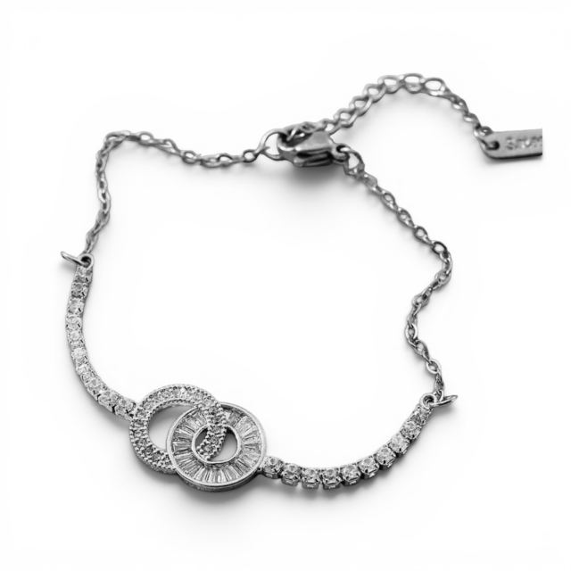 PULSERA ACERO CÍRCULOS MICROPAVE