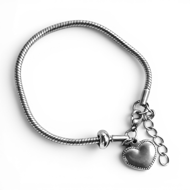 PULSERA ACERO CLAPTON DIJE CORAZÓN 