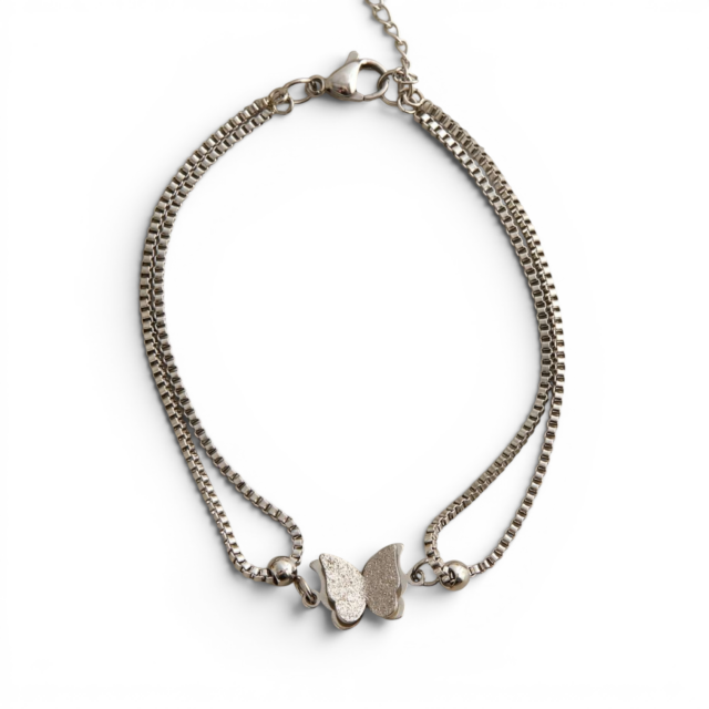 PULSERA ACERO DOBLE MARIPOSA 